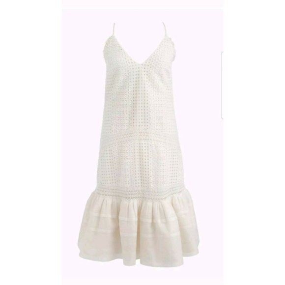 J. Crew Ruffle Eyelet Hem Spaghetti Strap Dress - Picture 11 of 12